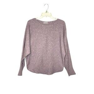 Vila Milano Women’s Purple Heathered Knit Dolman Sleeve Pullover Sweater Large